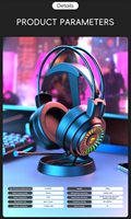 Casque de jeu filaire circum-auriculaire avec son surround, basses profondes, stéréo USB et microphone pour PC, ordinateur portable et joueurs