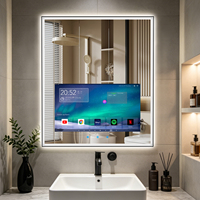 HAOCROWN Miroir LED intelligent 4K Android 15 IP66 personnalisé avec TV et fonction anti-buée pour salles de bain d'appartements et d'hôtels