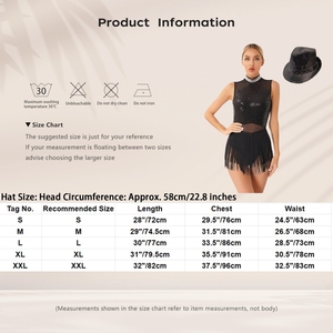 Vestido de Danza con Flecos para Mujer, con Sombrero, para Baile Latino, Tango, Rumba, Cha-Cha, Samba, Baile Moderno, Patinaje Artístico, Fiestas de Baile - Product Image 6