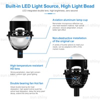 Phare de projecteur bi-LED Sunshiny SC7 6500K 2,5 pouces 13000LM 100W Kit de rétrofit Plug & Play pour voitures et camions