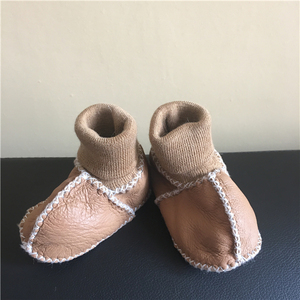 Natürliche weiße echte Schaffell Stiefeletten <span class=keywords><strong>Uggs</strong></span> Bootie Rindsleder Baby Stiefel Weiche Schuhsohle - Product Image 1