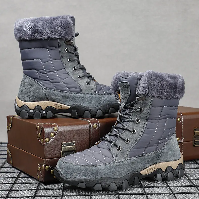 Wholesale Price 2022 New Winter Men's rubber Snow Boots Warm Working Lace Up Snow Winter Boots