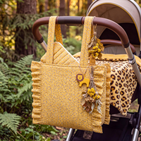 Ensemble de sacs organisateurs matelassés à imprimé floral pour poussette, avec volants, sac de rangement pour maman et pochette assortie pour poussette