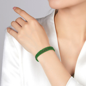 Tự Nhiên Jadeite 3Mm Ngọc Bead Vòng Cổ Và Vòng Đeo Tay Của Phụ Nữ Ngọc Bán Buôn Thiết Kế Ban Đầu C003 - Product Image 3