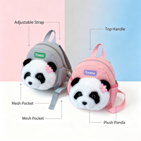 Sac à dos en peluche Panda Huahua mignon et personnalisé à partir d'images pour filles, enfants de maternelle, mini sac à dos