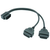 OBD2 Universal en ángulo recto OBD II OBD2 16 pines macho a doble hembra divisor extensión Y Cable para coches
