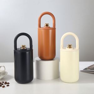 Custom 450ml 304 Stainless Steel Double-layer Vacuum Portable Thermos Outdoor Coffee Tumbler Mug Water <b>Bottle</b> with Straw Handle - Product Image 2
