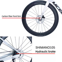Bicicleta de Carretera de Fibra de Carbono para Adultos, Completamente de Carbono, con Cambio Electrónico Di2 105, Frenos de Disco, para Carreras, Entrenamiento y Recorridos Largos