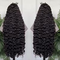 Perruque frontale HD en dentelle de cheveux indiens bruts, perruque complète sans colle 100 % cheveux humains vierges alignés avec les cuticules, perruques à ondulations profondes pour femmes noires