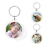 Porte-clés personnalisé en acrylique transparent, cadre photo rond en acrylique, avec anneau métallique DIY, idéal pour les cadeaux promotionnels