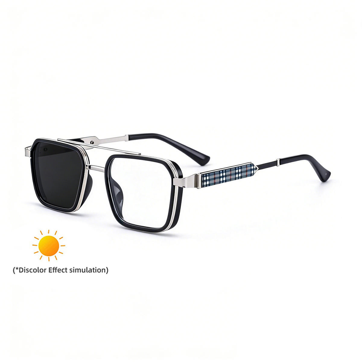 C4 Silver Frame Blue Light Blocking Turn Gray