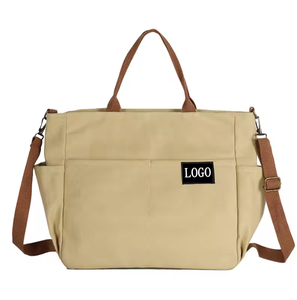 Bolsa de compras de lona de algodón de diseño, con logotipo personalizado, reutilizable, de gran capacidad, con asa diagonal, al por mayor. - Product Image 2