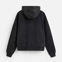 Sweat-shirt à capuche pour homme en coton 100% surdimensionné, noir, vintage, délavé à l'acide, poids lourd, fermeture éclair quart de tour, coupe ample