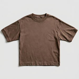 Camiseta de Manga Corta para Hombre, Cuello Redondo, Color Marrón, 100% Algodón Jersey, Corte Regular, Estilo Casual - Product Image 1