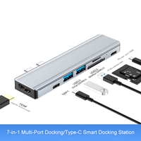 Hub USB-C 7 en 1, station d'accueil double prise Type-C, HDMI 4K 30Hz, 2 ports USB 3.0, emplacements SD TF, PD 87W pour ordinateur portable, tablette, PC