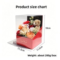 Boîte cadeau de fleurs de savon en forme d'ours en peluche |   Souvenir romantique fait main de la marque AIDA pour la Saint-Valentin |   Boîte à fenêtre carrée avec couvercle en PVC |   Vente en gros