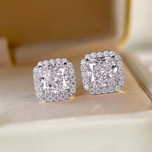 Set di anello e collana quadrati rosa per donna, gioielli eleganti per feste e occasioni speciali - Product Image 4