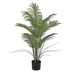 90cm 인공 실크 Areca 야자수 냄비에 실내 가정 장식을위한 열대 디자인의 녹색 플라스틱 식물
