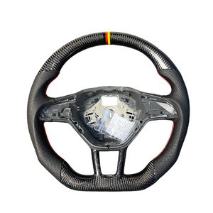 Volant en fibre de carbone personnalisé avec revêtement en cuir, adapté aux modèles Skoda Octavia RS, Skoda Yeti, Fabia RS, <span class=keywords><strong>Kodiaq</strong></span> - Product Image 1