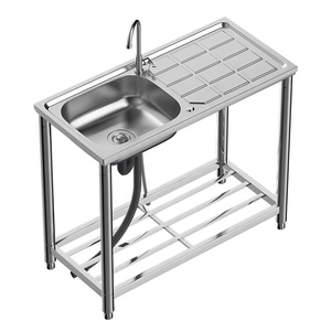 Lavello Portatile Multifunzionale in <span class=keywords><strong>Acciaio</strong></span> Inox per Cucina e <span class=keywords><strong>Bagno</strong></span>, con Piano d'Appoggio - Product Image 5