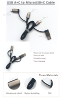 1 M panjang 2.4A kabel pengisi daya Cepat PVC kabel tanggal putih untuk kabel data multifungsi tipe-c 4-IN-1