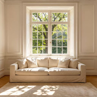 Fenêtre en aluminium de style français, blanche, avec revêtement en poudre, verre trempé et persienne, pour appartement haut de gamme, isolation thermique