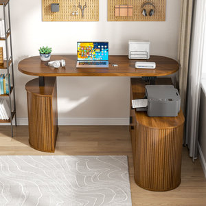SENYU Standing L Shaped Computer <b>Desk</b> with Storage Cabinet Wood Adjustable Height Office <b>Desk</b> - Product Image 4