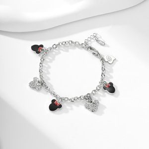 Bracelet à breloques Mickey et Minnie, style dessin animé, pierre naturelle, fer et cuivre doré, best-seller transfrontalier Europe-Amérique - Product Image 2