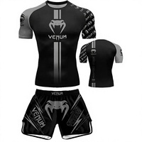 Ensemble d'entraînement Sanda UFC pour hommes, haut de compression à séchage rapide, T-shirt à manches courtes Muay Thai/MMA, short, équipement de combat pour la salle de sport