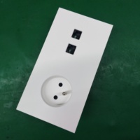 Prise électrique murale double française ou européenne Schuko en aluminium, prises de courant 16A, courant nominal pour module Vimar ou Legrand