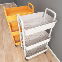 Étagère de rangement de cuisine multicouche en plastique PP, organisateur mobile à roulettes, étagère de présentation pour articles divers, support à assiettes, chariot de salon design