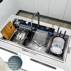 Hiện Đại Duy Nhất Vuông Bồn Rửa Nhà Bếp 6 Đàn Piano Thiết Kế Chính Thác Thông Minh Vòi Nước 304 Thép Không Gỉ Màu Đen Bay Mưa Nano Bề Mặt - Product Image 5