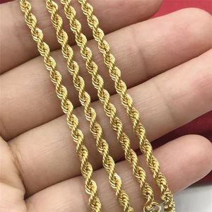 Xinfly 2.7mm Jewelry Pure 18K Yellow Solid Gold Necklaces Braid <b>Rope</b> <b>Chains</b> for Men - Product Image 5