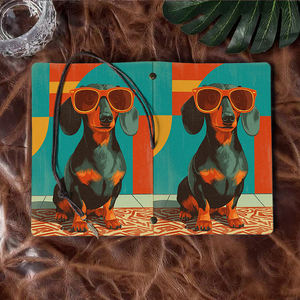 Bloc <span class=keywords><strong>de</strong></span> notas A6 adecuado para anotaciones <span class=keywords><strong>de</strong></span> guión <span class=keywords><strong>de</strong></span> estudiantes <span class=keywords><strong>de</strong></span> <span class=keywords><strong>teatro</strong></span> y horarios <span class=keywords><strong>de</strong></span> ensayo con Dachshund con gafas <span class=keywords><strong>de</strong></span> sol naranjas - Product Image 6