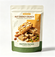 Sachet Doypack Mat Personnalisé en PE Qualité Alimentaire avec Fermeture Zip Refermable pour Chips de Légumes et Aliments Séchés