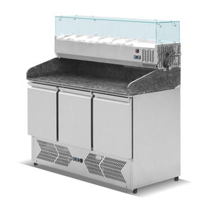 Réfrigérateur industriel <span class=keywords><strong>professionnel</strong></span> à pizza Table de préparation de sandwichs réfrigérée 3 portes <span class=keywords><strong>comptoir</strong></span> de <span class=keywords><strong>bar</strong></span> à salade de pizza en marbre - Product Image 4