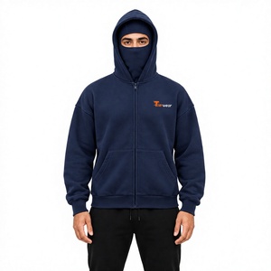 Men's Full Zip Hoodie Cotton Fleece Solid Color Casual Streetwear Hooded Sweatshirt Regular Fit Autumn Wear Full Face Men Hoodie - Product Image 1