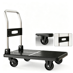 Platform Truck with Rubber <b>Wheels</b>, Heavy Duty Folding Hand <b>Cart</b>, Flatbed Dolly with Swivel Casters for Workshop, Garage, Office - Product Image 3
