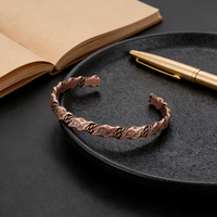 Bracelets Joncs Manchette Réglables Enroulés de Fil de Cuivre Pur Bicolores de Luxe Torsadés Personnalisés pour Hommes et Femmes, Tendance