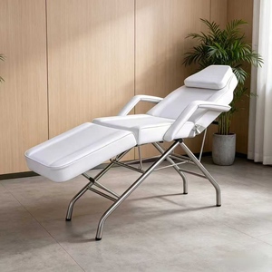 DAOMENG Leather Foldable Adjustable Massage Table for Beauty Salon Nail Salon Commercial Use Metal Frame High-Density <b>Sponge</b> - Product Image 1