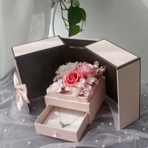 A-1206 Double Door <strong>Valentine</strong> Day Gift <strong>Box</strong> with Preserved Rose Flower Jewelry <strong>Box</strong> Rose Flower Decorated for Sale - Product Image 5