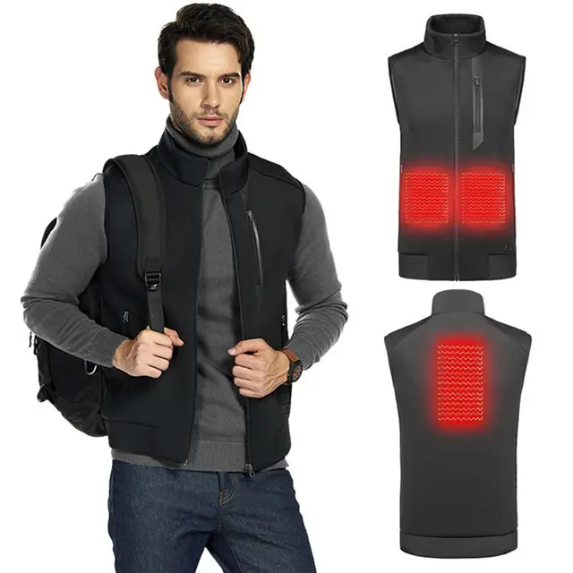 Electrically thermal waistcoat graphene heating element zipper type 5v battery powered hunting jacket heating clothing