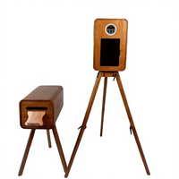 Nouveau photomaton iPad en bois 2025, style rétro, boîtier en bois, adapté aux iPad de 12,9 pouces, parfait pour les fêtes et les événements