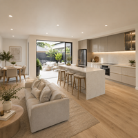 Armoires de cuisine en PET haute brillance pour les projets d'appartements australiens et les entrepreneurs en aménagement résidentiel
