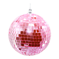 Vente directe usine Nouvelle boule de Noël en verre miroir rouge, rose, bleu, effet disco, avec nœud élégant, écologique, décoration de Noël