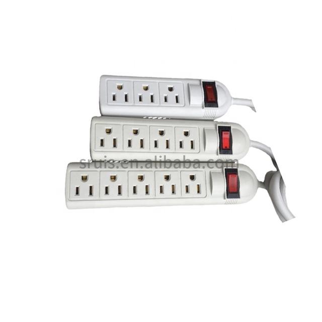 US 6 Outlet Surge Protector Power Strip 6 ft Long Cord 15A 125Volts