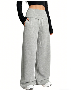 <span class=keywords><strong>Pantaloni</strong></span> Sportivi da Donna Personalizzati in Cotone con Elastico in Vita, Gamba Larga, Stile <span class=keywords><strong>Palazzo</strong></span>, Vita Alta, Vestibilità Ampia - Product Image 3