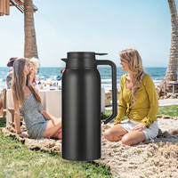 Thermos moderne en acier inoxydable à double paroi sous vide avec isolation thermique de 12 à 24 heures, grande capacité, carafe à pression manuelle