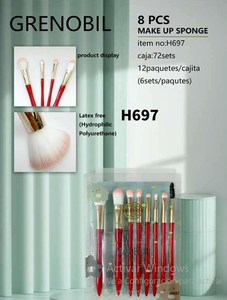 Set di 8 Pennelli da Trucco con Manico in Plastica, Setole Sintetiche, Ghiera Rotonda H2-97 - Product Image 3