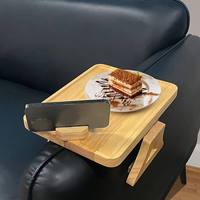Table d'appoint pliable multifonction en bambou de haute qualité au design européen, à clipser sur l'accoudoir du canapé, facile à nettoyer, pour salon et TV